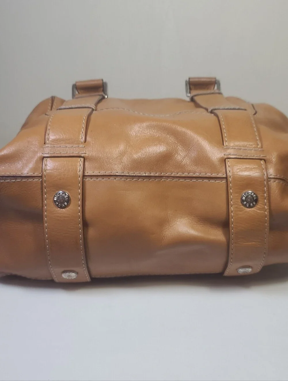 Michael Kors Vintage Brown Leather Bowler Bag Satchel Handbag Purse